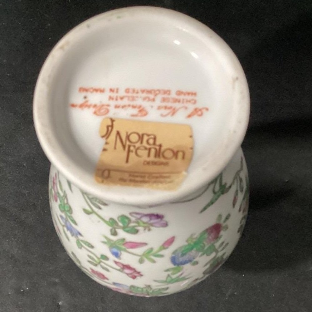 Nora Fenton Designs Mille Fleur Decorated Porcelain Asian Vase 308-1 Vintage - Picture 5 of 11